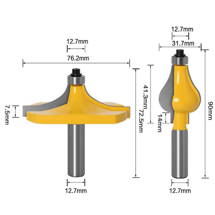 Mũi phay gỗ ❤️FREESHIP❤️ Bộ mũi phay tay vịn cầu thang - mũi soi gỗ cốt 12.7mm