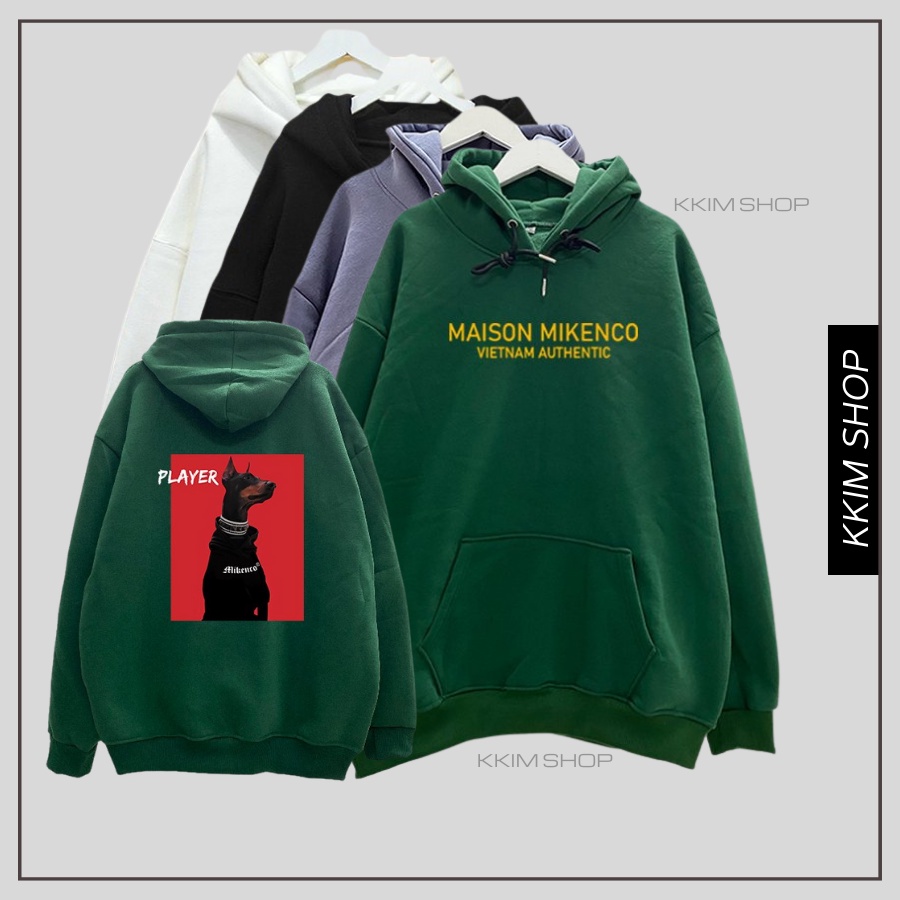 Áo Nỉ HOODIE MIKENCO DOBERMAN chú chó, Áo hoodie XANH LÁ unisex nam nữ form rộng oversize chất liệu Nỉ bông cao cấp