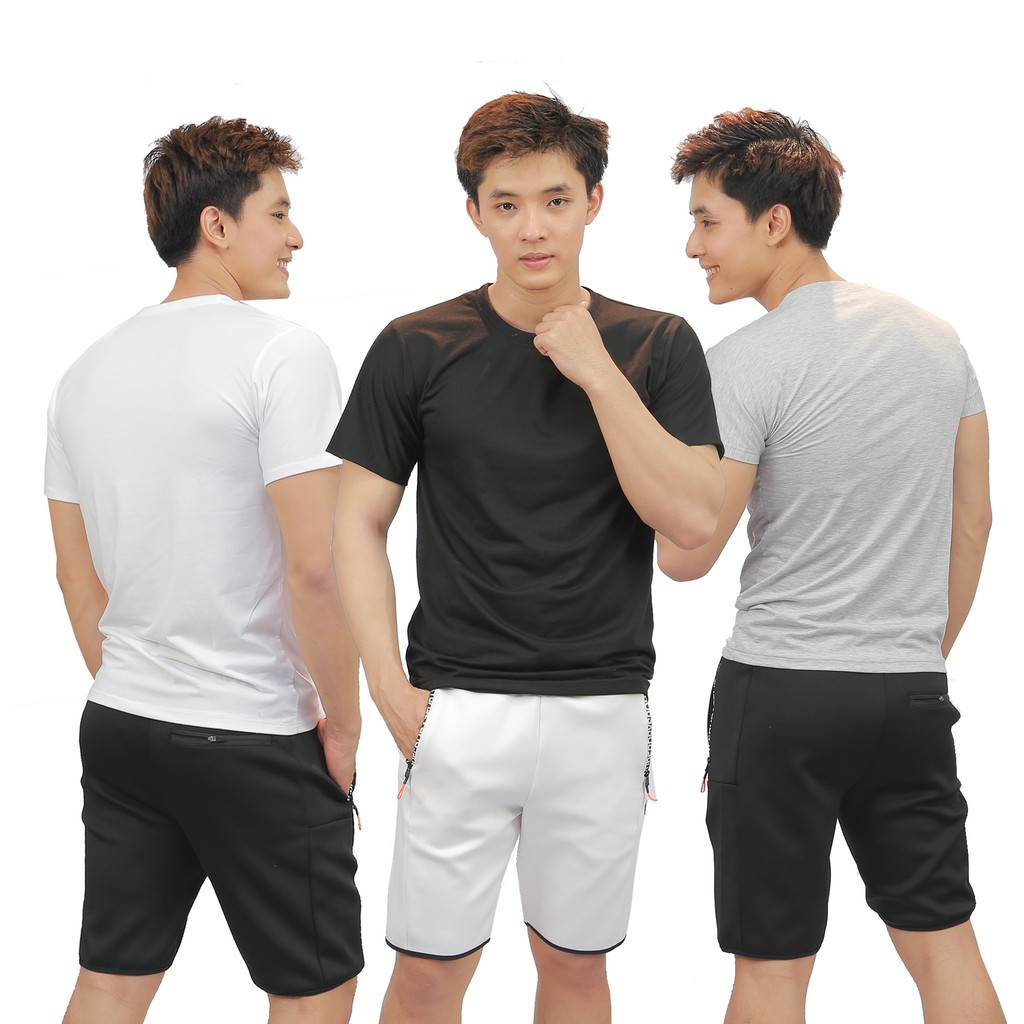 Bộ 3 áo thun body cổ tròn nam (Trắng - Xám Ghi - Đen)