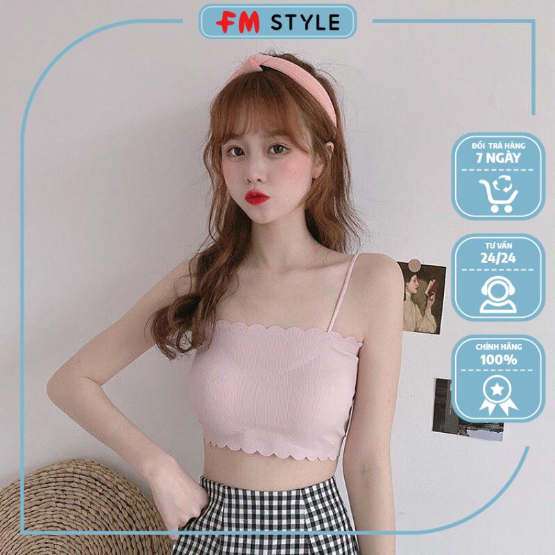 Áo Bra 2 dây co giản mềm mịn, thấm hút mồ hôi, áo lót nữ không gọng 2 dây mảnh phối viền bèo 205240113