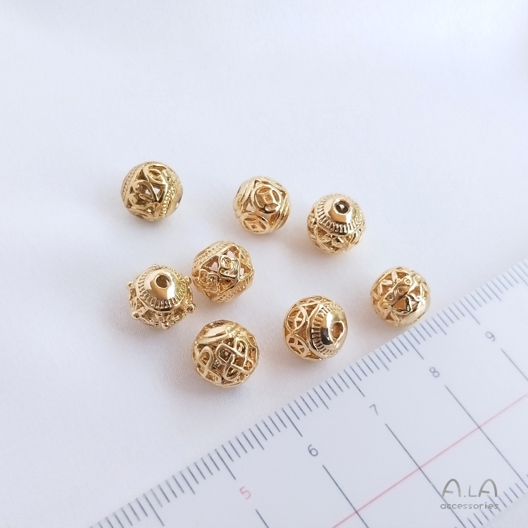 Chuỗi Hạt Cườm Đồng 14K Hình Tròn Nhiều Màu Sắc Dùng Làm Trang Sức diy 8mm