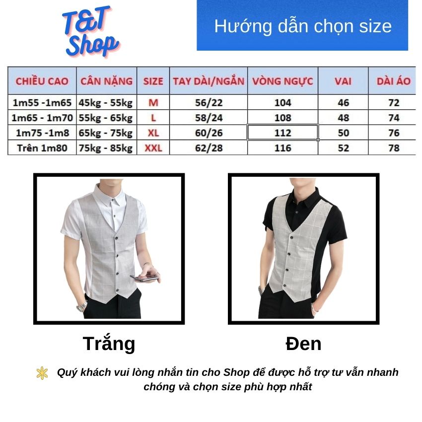 Áo sơ mi, Áo sơ mi nam cộc tay phối Gile, tạo điểm nổi bật cho chiếc áo của bạn sang trọng lịch lãm, trẻ trung, mã -H42
