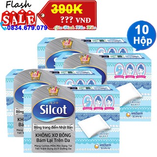 COMBO 10 HỘP BÔNG TRANG ĐIỂM ( BÔNG TẨY TRANG) SILCOT NHẬT BẢN - HỘP 82 MIẾNG