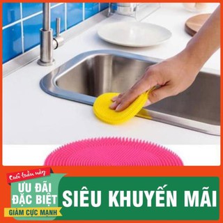 Miếng giẻ rửa chén bát silicon kiêm lót tay lau chùi siêu sạch chống khuẩn giá si