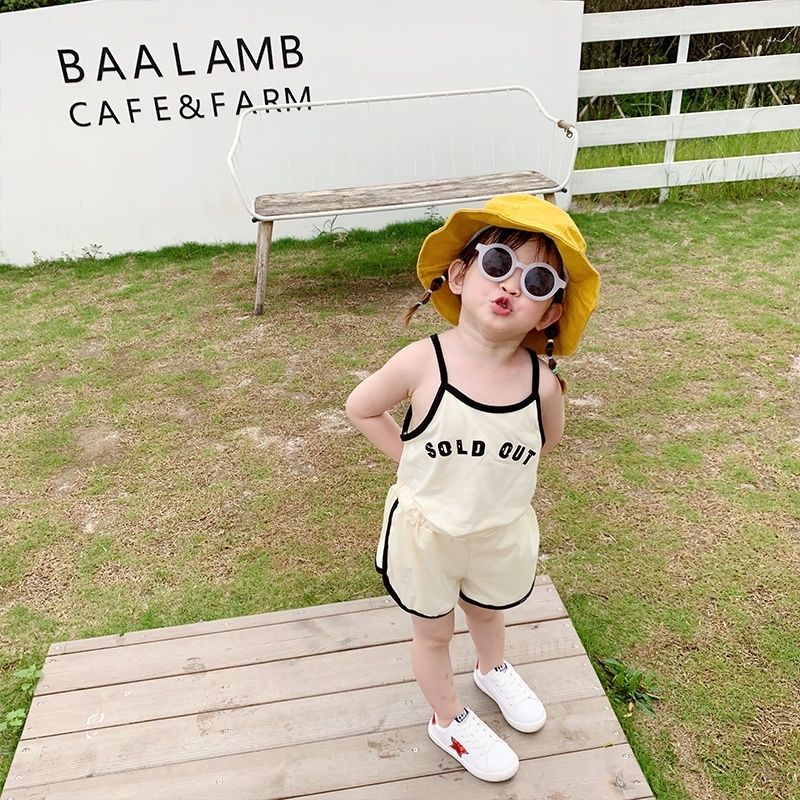 Set Áo Thun Ngắn Tay In Chữ + Quần Short Thiết Kế Mới Thời Trang Mùa Hè Dành Cho Bé Gái