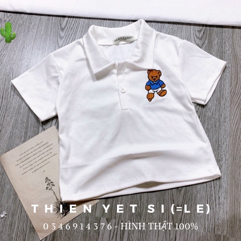 ÁO THUN CỔ TRỤ HÌNH GẤU CROPTOP