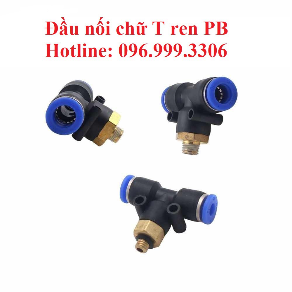 Đầu nối PB chữ T có ren ngoài khí nén, phun sương chịu được áp suất cao, đầy đủ kích thước giá sỉ