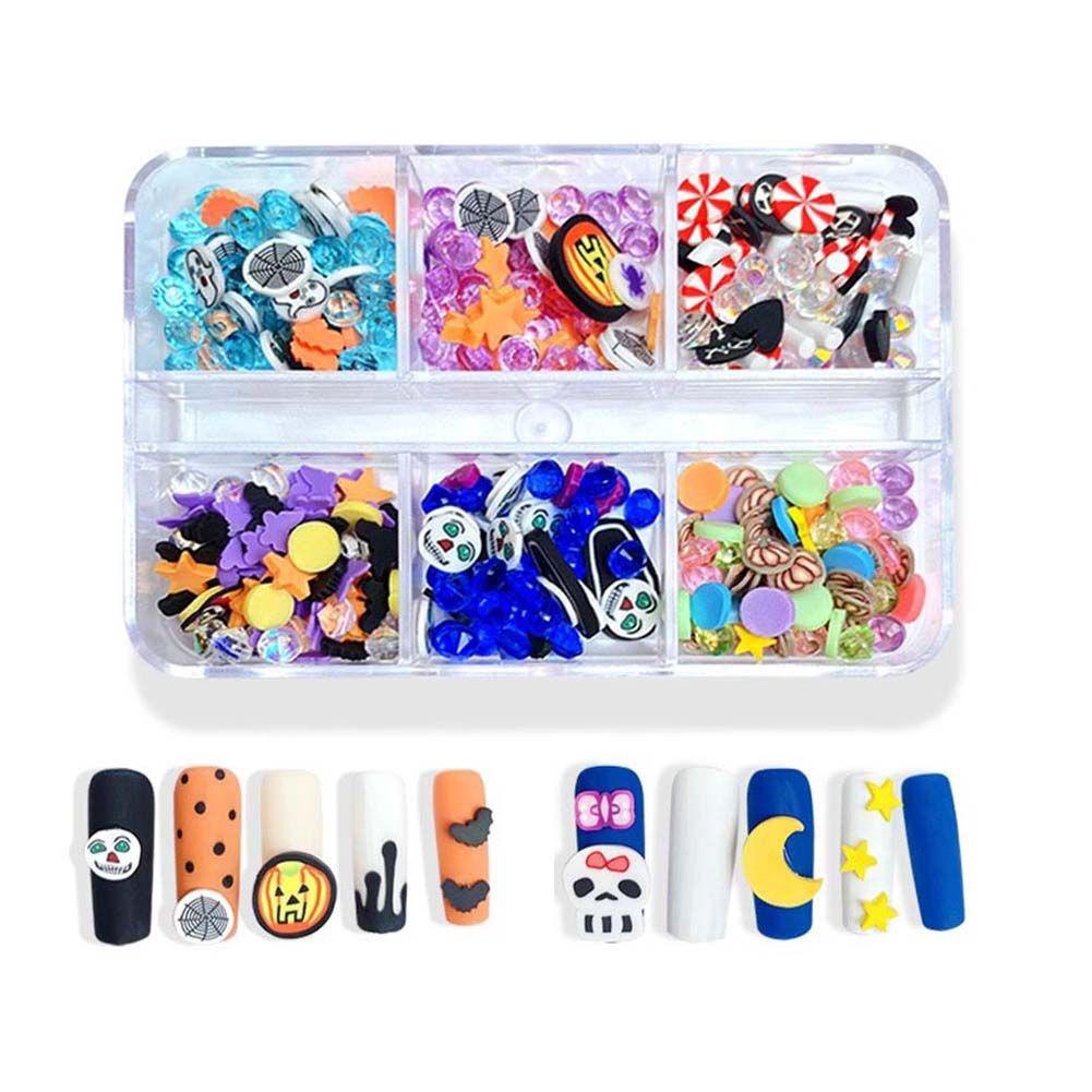 OCEANMAP Miếng Dán Trang Trí Móng Tay 3D Hình Bộ Xương Hoạt Hình Phong Cách Halloween