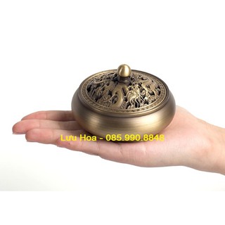 . Lư xông trầm, đốt trầm, nhang bằng ĐỒNG NGUYÊN KHỐI cao cấp có khay đốt trầm bằng kim loại hoặc bông siêu đẹp