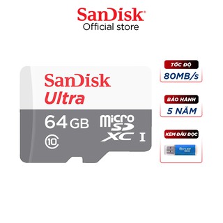 Mua Thẻ nhớ micro SDXC Sandisk 64GB upto 80MB/s 533X Ultra UHS-I tặng đầu đọc thẻ