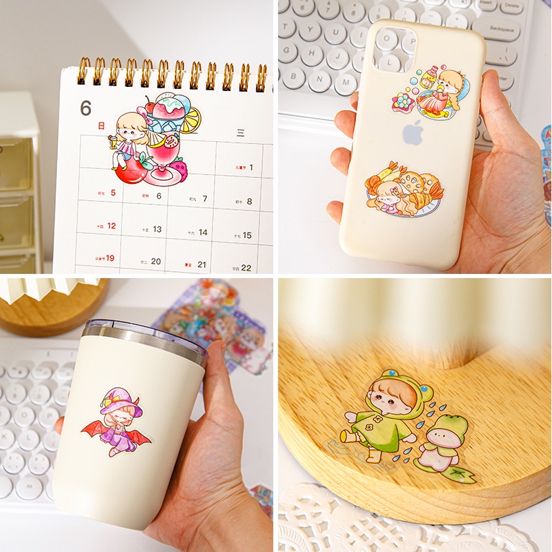 Miếng Dán Trang Trí Sổ Tay Chống Thấm Nước Hình Lá Bài Taro Dễ Thương