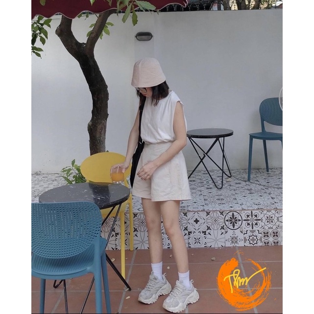 Sét áo ba lỗ + quần đùi kaki gập gấu