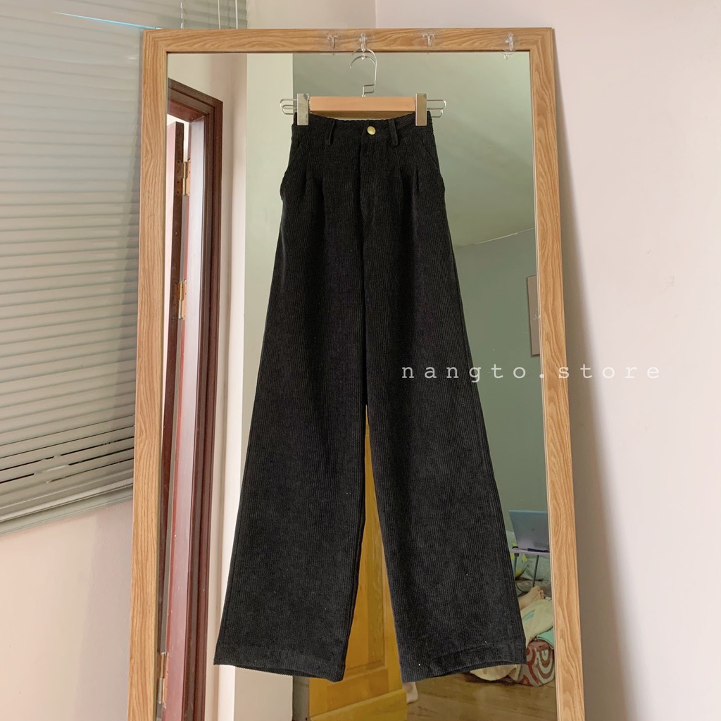 💗 Quần Suông Nhung Gân Form Culottes (Cúc Sắt Cá Tính) 💗 | BigBuy360 - bigbuy360.vn