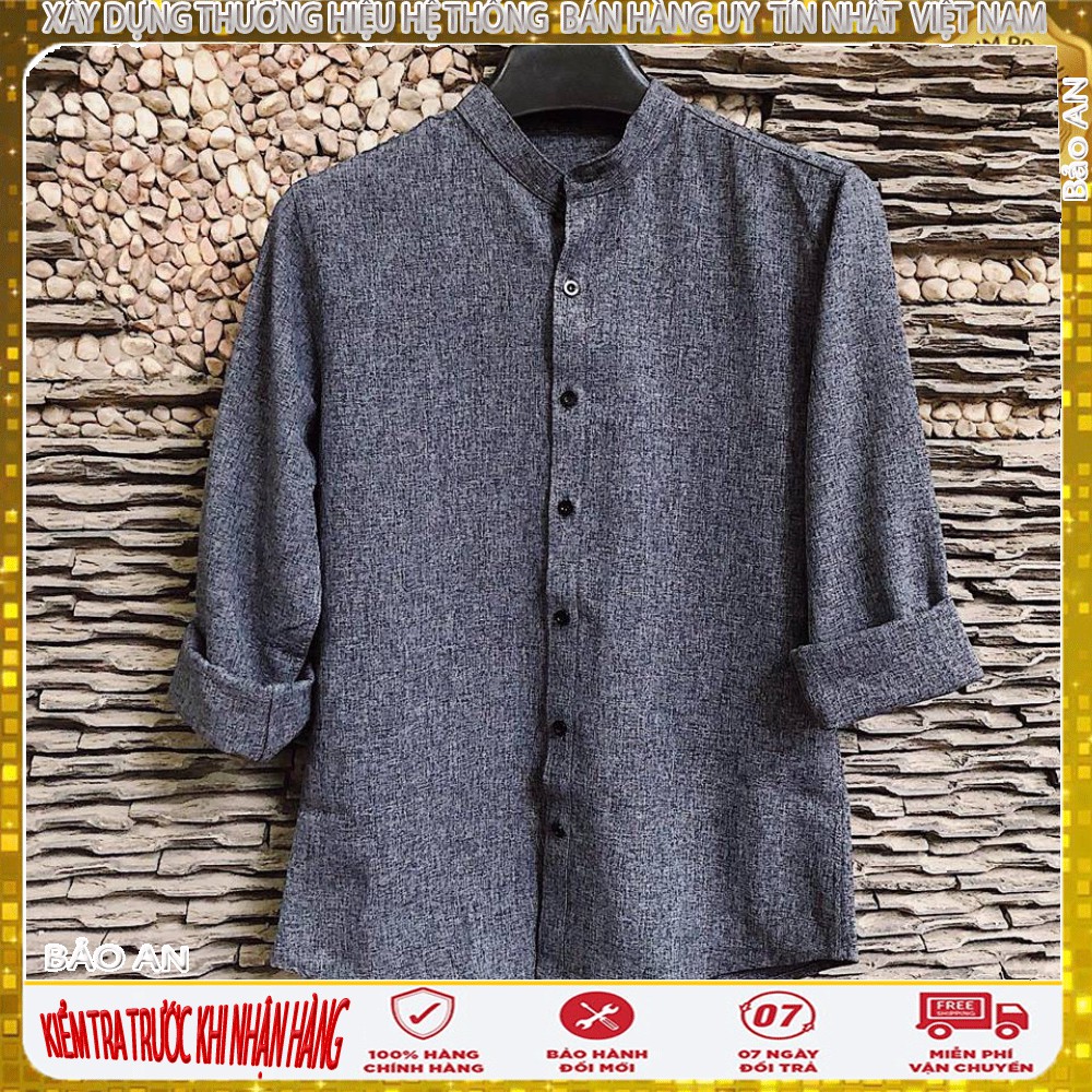 Áo sơ mi nam cổ tàu màu ghi xám [Cung cấp Sỉ Toàn Quốc] | BigBuy360 - bigbuy360.vn