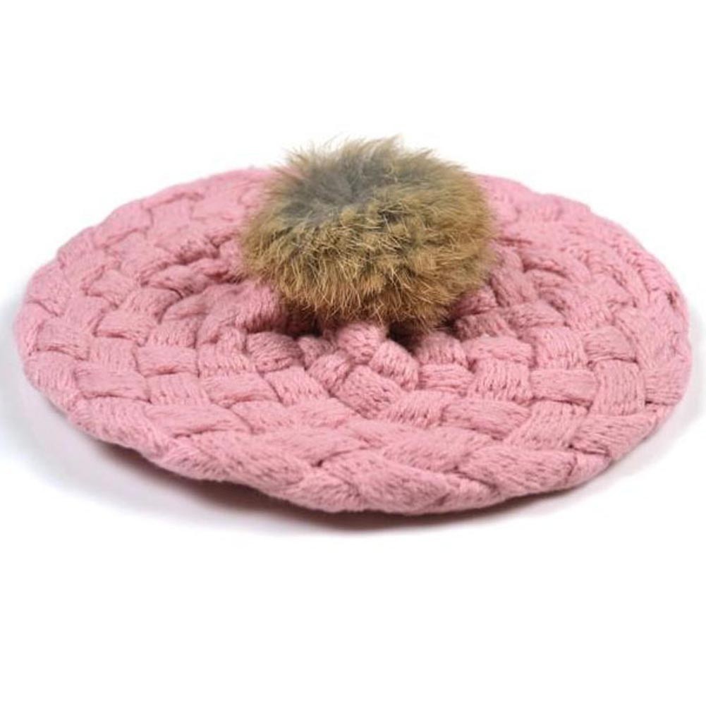 Mũ len đan trùm đầu có quả pom pim xinh xắn cho bé