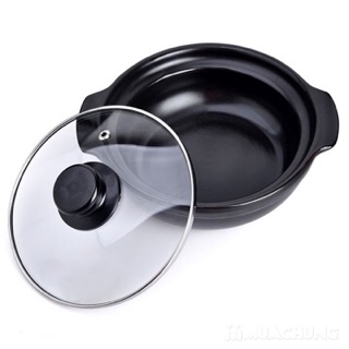 Nồi đất kho thịt-cá tráng men chịu nhiệt 2L (Đen)