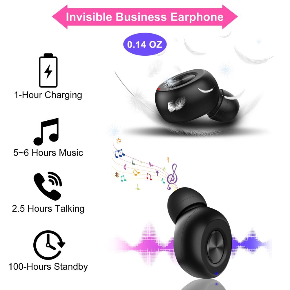 GOOJODOQ Tai Nghe Bluetooth 5.0 Không Dây Mini Sạc Usb Có Mic Cho Iphone Xiaomi