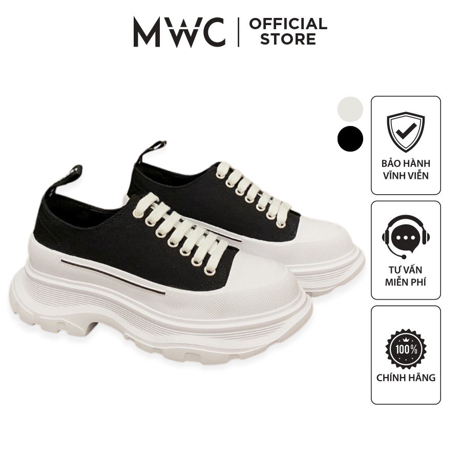 Giày MWC 0645 - Giày Thể Thao Nữ Đế Cao, Sneaker Nữ Buộc Dây Vải Siêu Hot