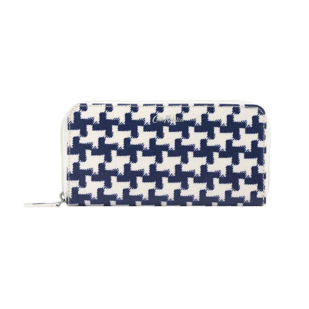 Cath Kidston - Ví cầm tay Continental Zip Wallet Houndstooth - 984799 - Cream Blue