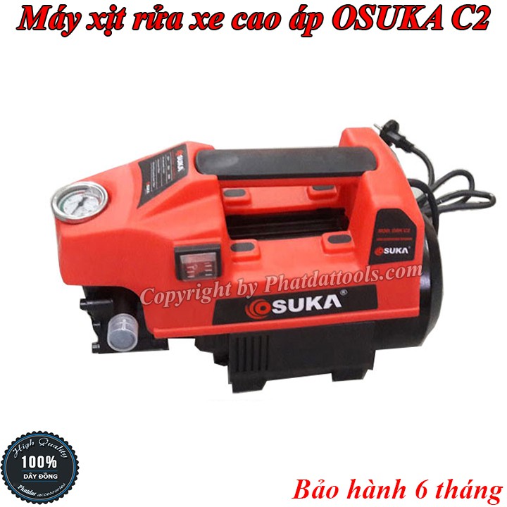 Máy xịt rửa xe cao áp OSUKA C2-Hàng chính hãng-Công suất 1500W-Tặng kèm bình bọt tuyết gắn súng rửa xe