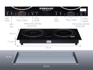 Bếp hồng ngoại đôi Sunhouse SHB9102MT