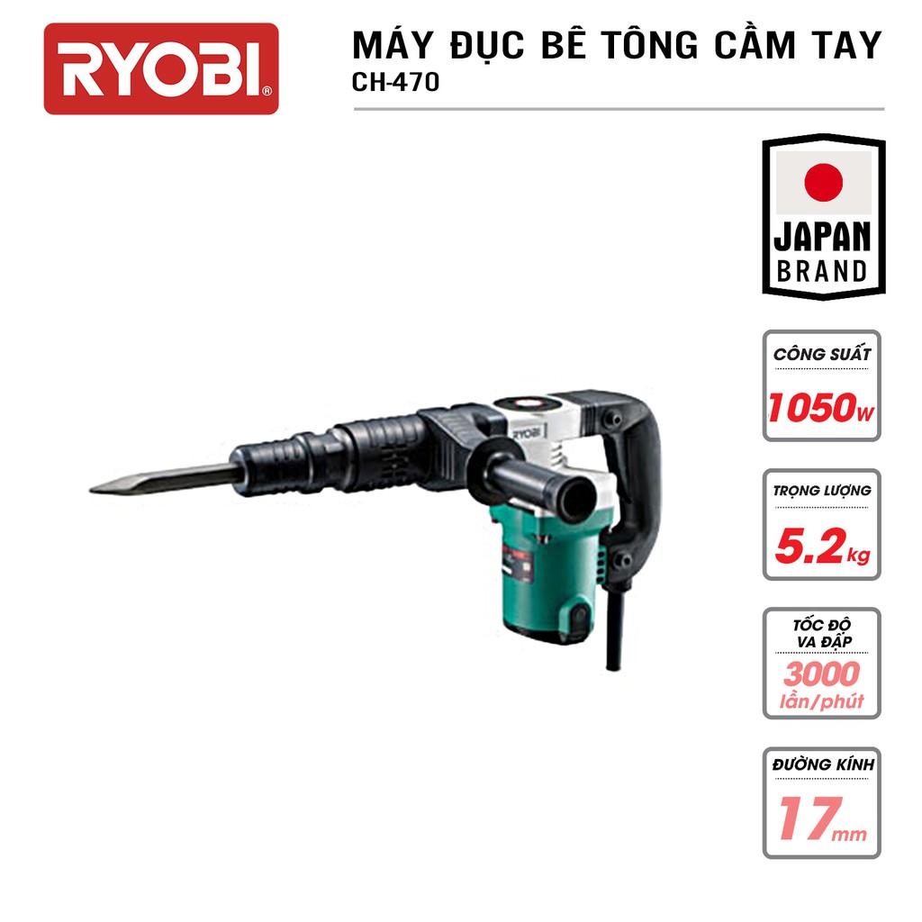 Máy đục bê tông cầm tay RYOBI (KYOCERA) 1050W - CH-470