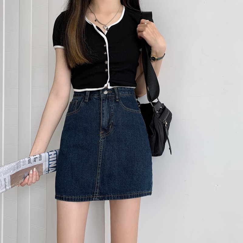 Chân Váy Jeans Chữ A Lưng Cao Thời Trang Cho Nữ | BigBuy360 - bigbuy360.vn