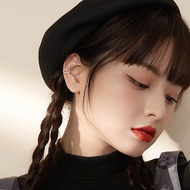 1 Pcs Bông tai hình trái tim đơn giản phong cách hip hop Hàn Quốc cho nữ
