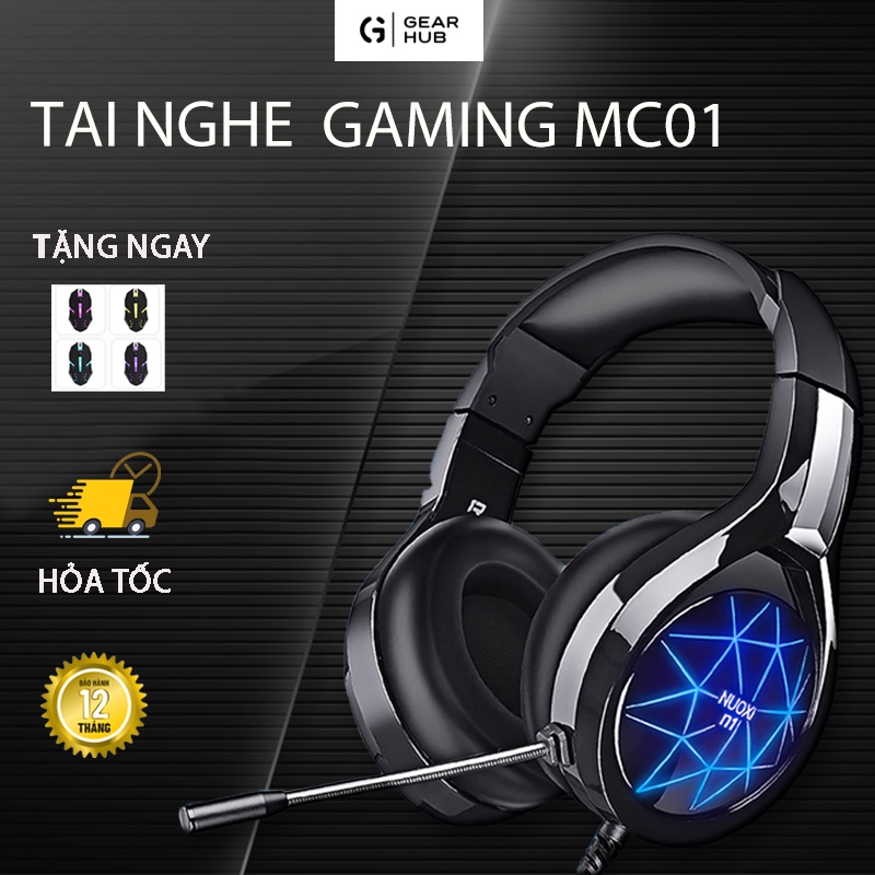 Tai Nghe Gaming Chụp Tai Có Dây MC01 LED RGB Siêu Cấp Có Mic Đàm Thoại Chống Ồn Tặng Chuột Gaming
