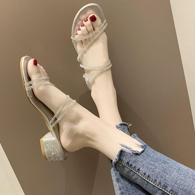 |  Sales T8 | HOT SALE 🌺Sandal A133 Gót Vuông Dây Đính Đá/ Giầy Cao Gót Đính Đá/ Sandal Hàn Quốc Đẹp Xịn . 2020 new