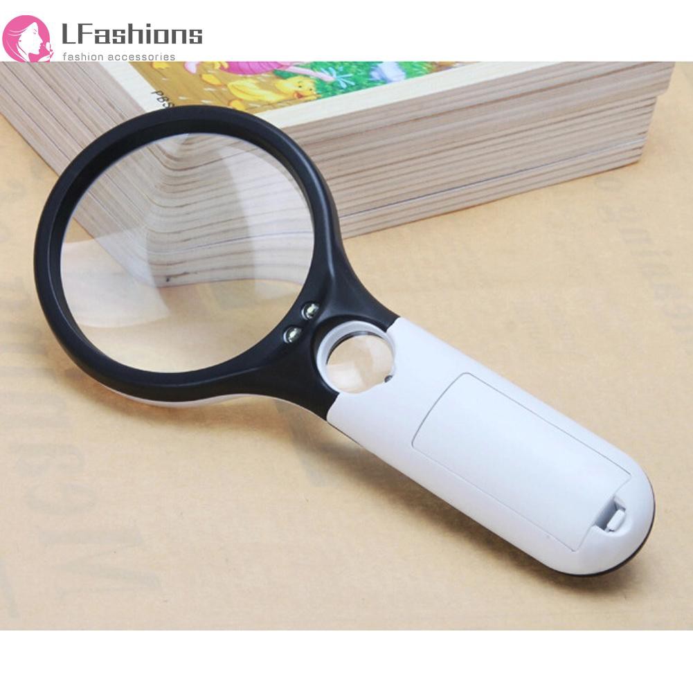 Lfashion❤ 3 LED Light 45X Handheld Reading Magnifying Glass Lens Jewelry Watch Loupe 