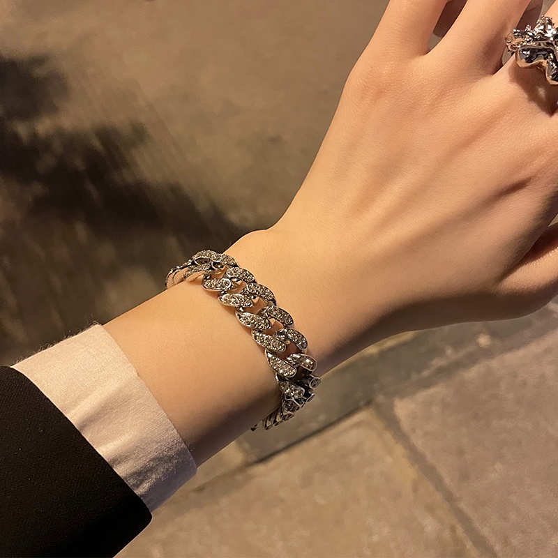 Vòng Tay Đính Đá Phong Cách hip hop Thời Trang Cho Nam Và Nữ