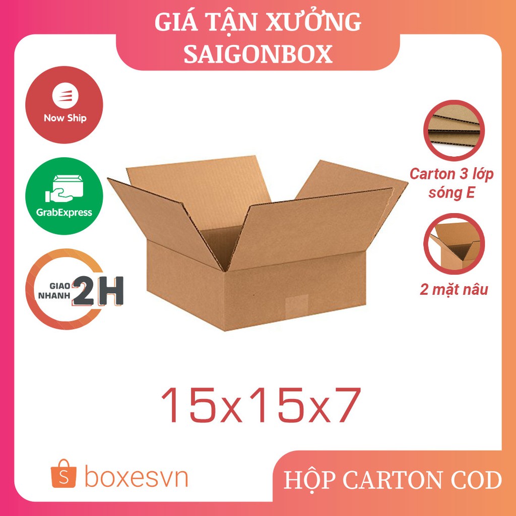 Combo 100 thùng hộp carton size 15x15x7 cm để đóng gói hàng hóa