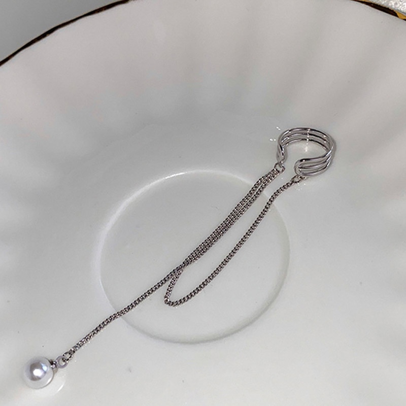 Khuyên Kẹp Tai Tua Rua Không Xỏ Đính Ngọc Trai Giả Đơn Giản