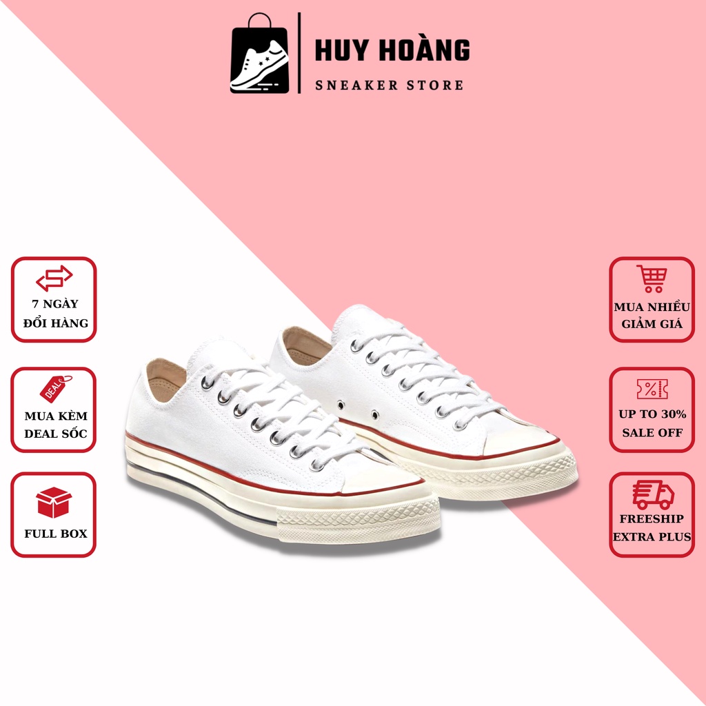 Giày Thể Thao Nam Nữ 𝗖𝗼𝗻𝘃𝗲𝗿𝘀𝗲 𝗔𝗹𝗹 𝗦𝘁𝗮𝗿 𝟭𝟵𝟳𝟬𝘀 - Giày CV 1970s Trắng Thấp Siêu Cấp