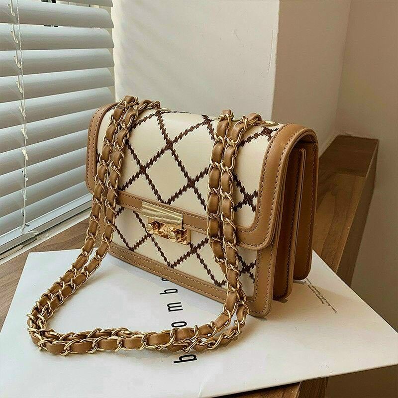 [ Bán Sỉ ] Túi Xách Nữ Đeo Chéo - Miu Trần Trám Caro Chéo - Size 22cm