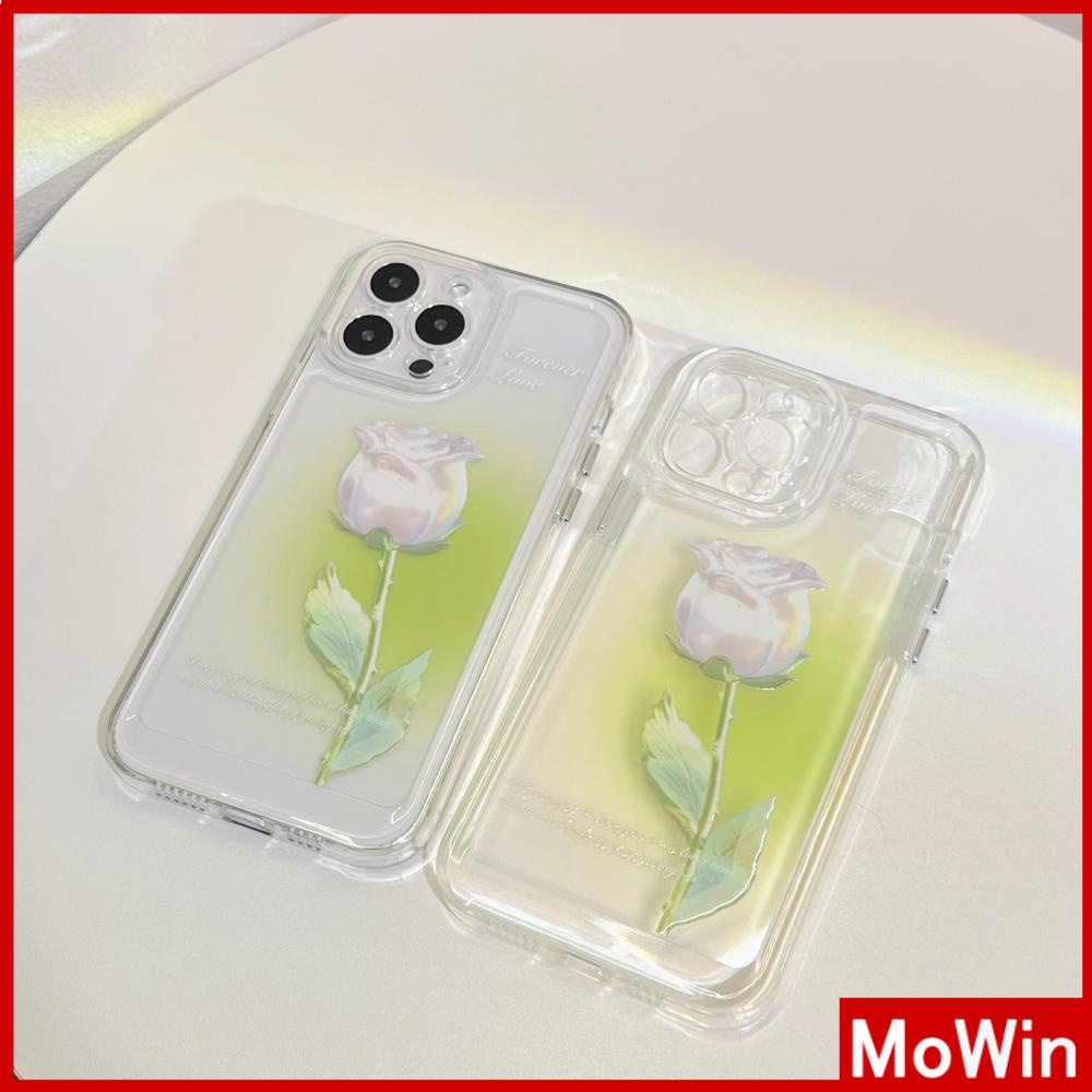 iPhone Case Luxury Silicone Soft Case Clear Case Shockproof Protection Camera White Rose Flower Compatible For iPhone 11 iPhone 13 Pro Max iPhone 12 Pro Max iPhone 7Plus iPhone xr