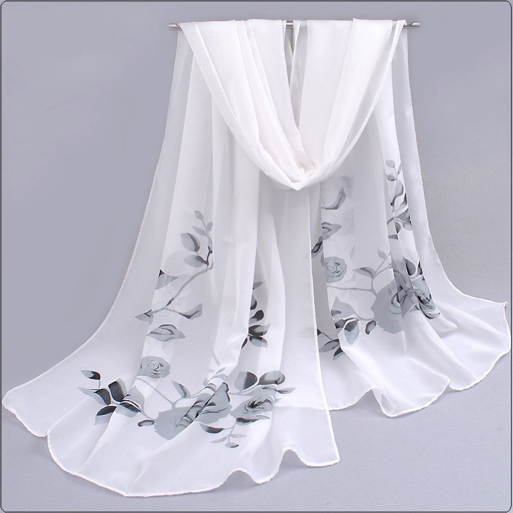 Khăn quàng cổ chiffon dài in hoa thời trang cho nữ