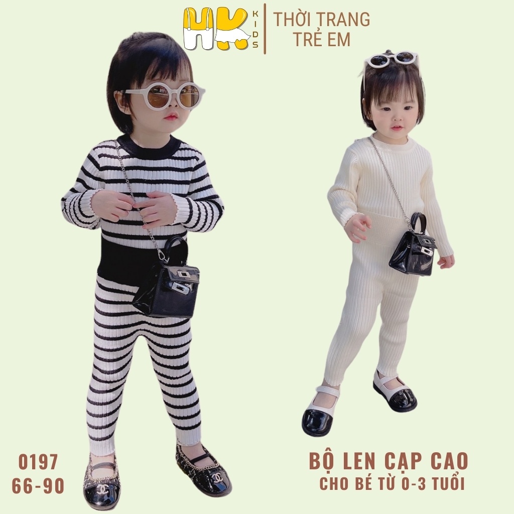 Bộ len cạp cao cho bé trai và gái từ 0-3 tuổi, chất len cao cấp mềm mịn đanh lì, nhiều màu sắc - HK KIDS (mã 0197)