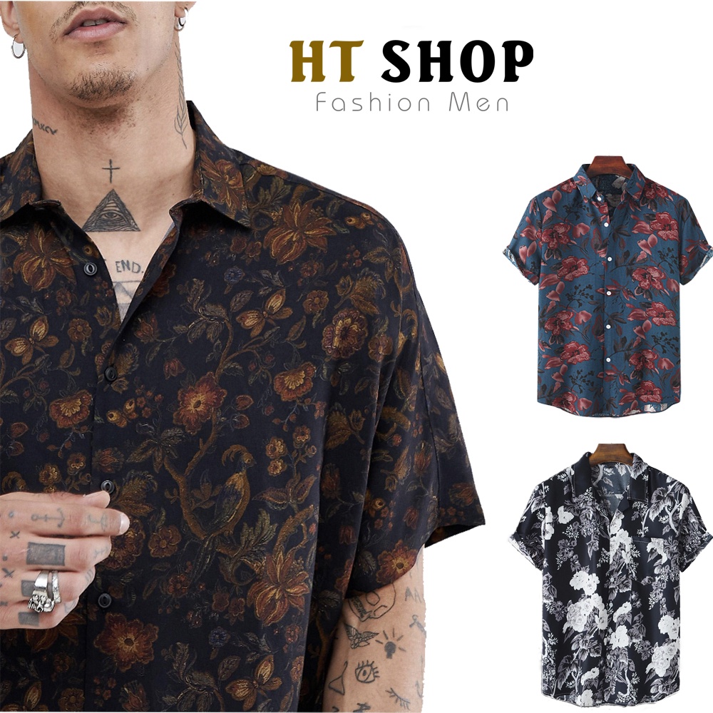 Áo Sơ Mi Ngắn Tay Hoạ Tiết OT 09 Cuban Shirt Áo Sơ Mi Hoa Lá Phong Cách Trẻ Trung Phù Hợp Với Mọi Lứa Tuổi