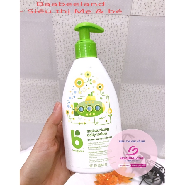 Kem Dưỡng Ẩm Hoa Cúc Babyganics cho bé - Moisturizing Daily Lotion Chamomile Verbena 266ml - BAABEELAND