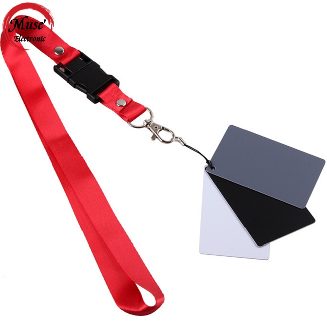 ready stock 3 In 1 White Black Grey Balance Cards 18-degree Small Gray Card With Neck Strap Photography Accessories