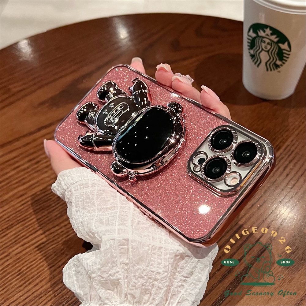 Ốp Điện Thoại Trong Suốt Kèm Giá Đỡ Hình Phi Hành Gia Lấp Lánh Cho Iphone 14 / 13 Promax