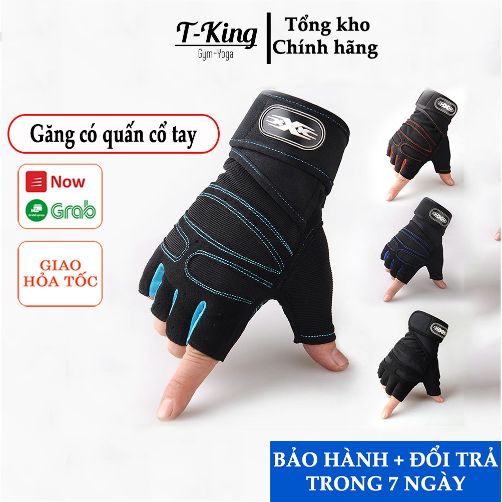 Găng tay tập gym XXX có quấn cổ tay - Phụ Kiện tập gym