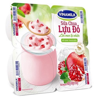 Sữa chua ăn vinamilk vị lựu đỏ - vỉ 4 hộp x 100g