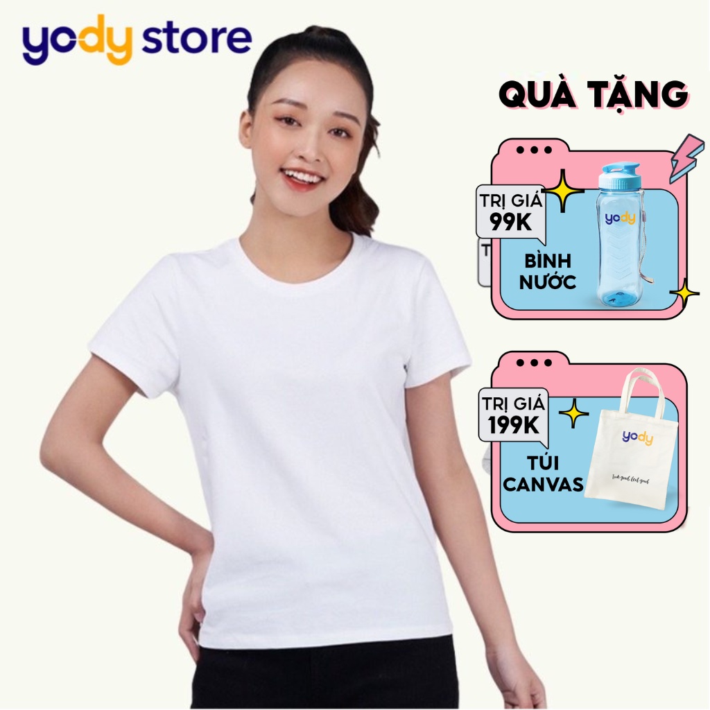 Áo thun YODY nữ cổ tròn dáng basic áo phông chất liệu cotton mềm mại thấm hút mồ hôi TSN5346