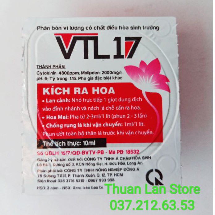 Phân Bón Vi Lượng VTL17 Kích Ra Hoa Có Chất Điều Hoà Sinh Trưởng 10ml