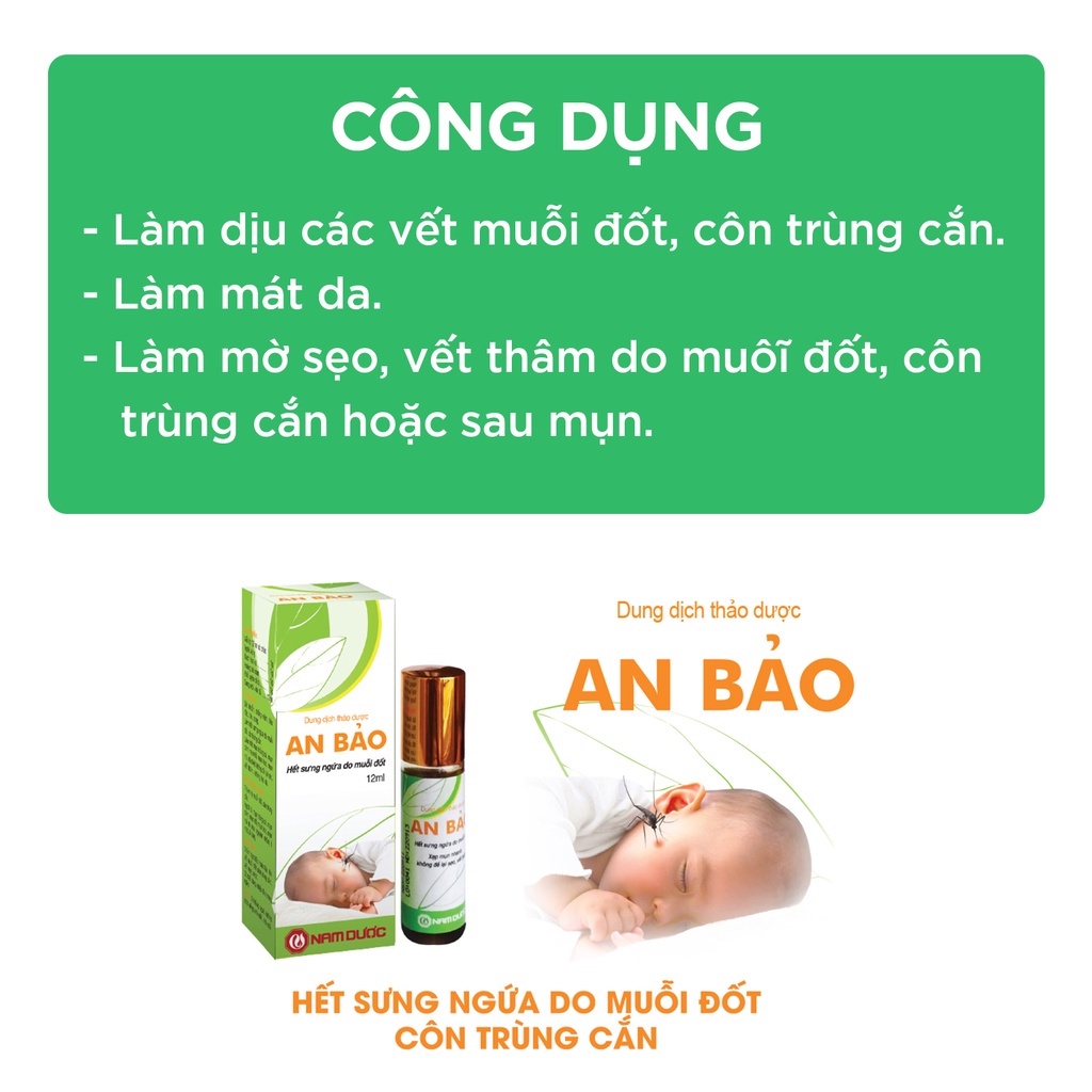 Dung Dịch Thảo Dược Giúp Giảm Sưng Ngứa Do Muỗi Đốt, Côn Trùng Cắn Cho Bé, Trẻ Sơ Sinh An Bảo 12ml