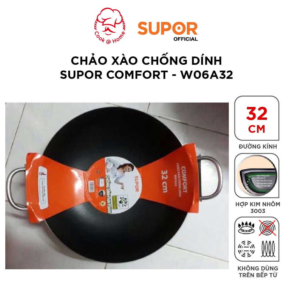 Chảo xào chống dính Supor Comfort 32, 36cm W06A32/W06A36