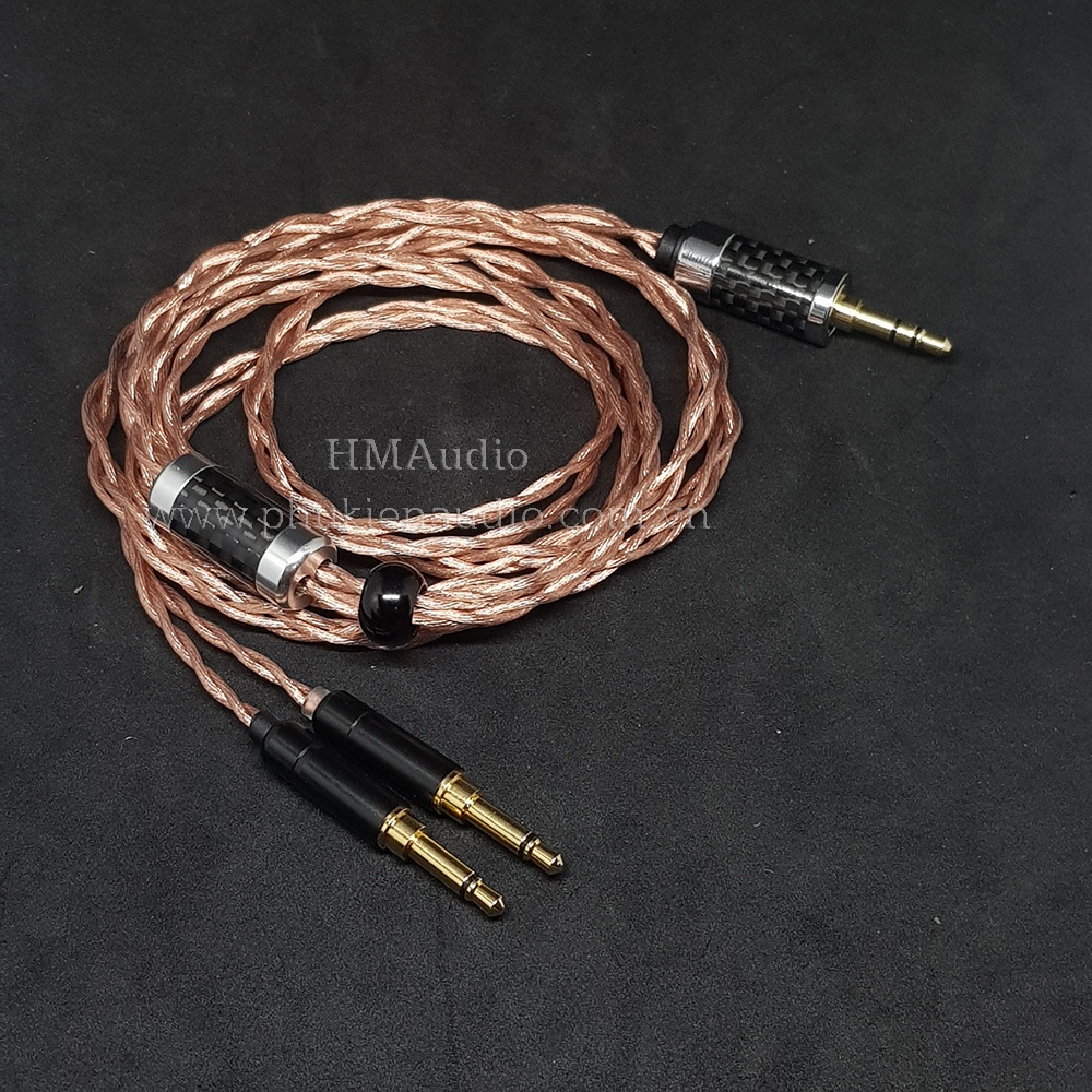 Dây tai nghe đồng 7NOCC Litz 23AWG tết 4 1.25mm - Hifiman Dual 3.5mm - Ananda Arya Susvara Sundara